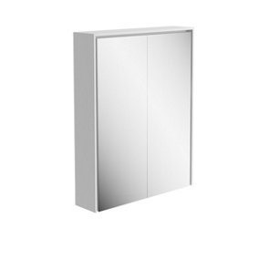 Norton White Double Bathroom Mirrored LED Wall Cabinet (W)550mm (H)700mm