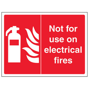 Not For Use On Electrical Fires Sign - Rigid Plastic - 200x150mm (x3)