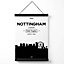 Nottingham Black and White City Skyline Medium Poster with Black Hanger
