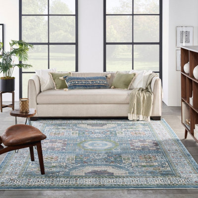 Nourison Ankara Global ANR17 Ivory Light Blue Rug by Nourison-61 X 183 (Runner)