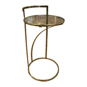 Nouveau Round Coffee Table with Glass Top, 710mm x 380mm - Brass/Glass - Balterley