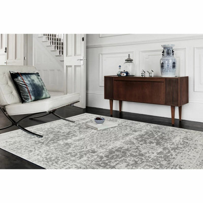 Nova Antique Grey Rug 160 x 230 cm Low Pile Flatweave Rug ...