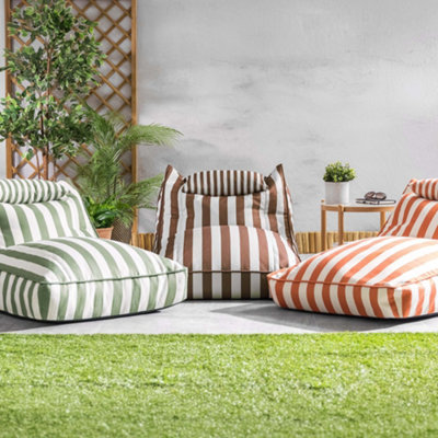 Nova Bean Bag Lounger, Kyoto, Olive Green Stripe