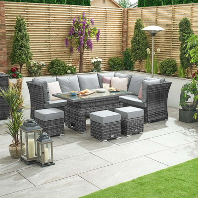Nova Cambridge Right Hand Rattan Corner Dining Set with Rising Table ...