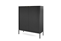 Nova Contemporary Highboard Cabinet 2 Hinged Doors 4 Shelves Black Matt  (H)1250mm (W)1040mm (D)390mm