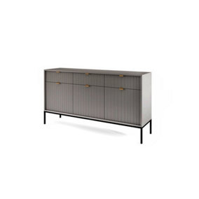 Nova Contemporary Sideboard Cabinet 3 Hinged Doors 3 Shelves 3 Drawers Grey Matt  (H)830mm (W)1540mm (D)390mm
