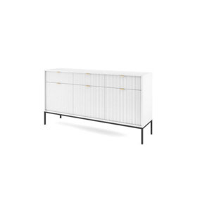 Nova Contemporary Sideboard Cabinet 3 Hinged Doors 3 Shelves 3 Drawers White Matt  (H)830mm (W)1540mm (D)390mm