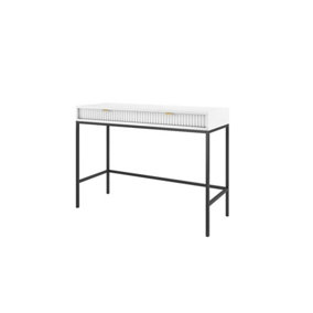 Nova Desk in White Matt - Sleek and Durable Desk with Two Drawers and Metal Legs (W1040mm x H780mm x D500mm)