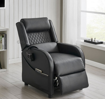 Nova Gaming Racer Recliner Ergonomic Leather Computer Chair Cinema Armchair, Black with Black Trim