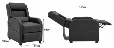 Nova Gaming Racer Recliner Ergonomic Leather Computer Chair Cinema Armchair, Black with Black Trim