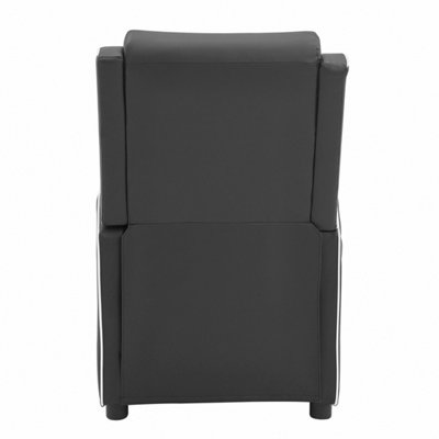Nova Gaming Racer Recliner Ergonomic Leather Computer Chair Cinema Armchair, Black with Grey Trim