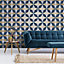 Nova Geometric Wallpaper Navy / Gold Fine Decor FD42548