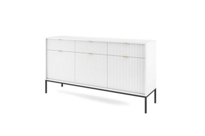 Nova Large Sideboard Cabinet in White Matt - Modern and Elegant Storage Unit with Drawers and Shelves (W1540mm x H830mm x D390mm)