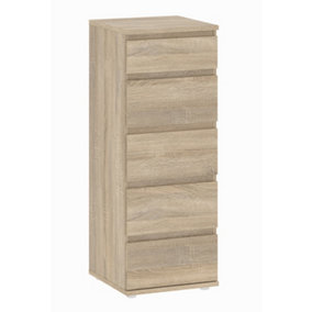 Nova Narrow Chest of 5 Drawers in Oak