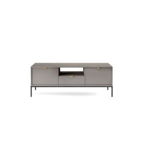 Nova TV Cabinet in Grey - Sturdy and Stylish Entertainment Centre with Drawer and Closed Compartments W1540mm x H560mm x D390mm