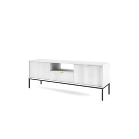 Nova TV Cabinet in White - Sturdy and Stylish Entertainment Centre with Drawer and Closed Compartments W1540mm x H560mm x D390mm