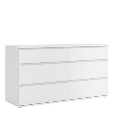 Nova Wide Chest of 6 Drawers (3+3) in White DIY at B&Q