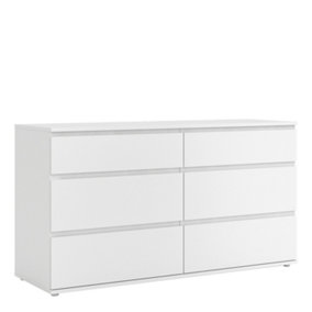 Nova Wide Chest of 6 Drawers (3+3) in White