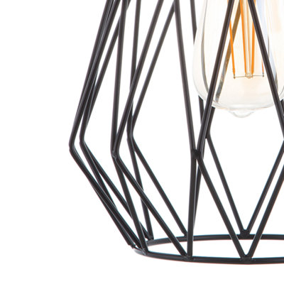 NovaLux Industrial Black Cage 1-Light Pendant Lamp - Openwork Wire Shade for Modern and Vintage Rooms