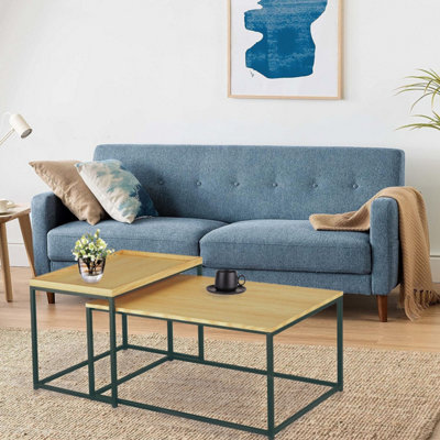 Novani Set of 2 Coffee Table/Nesting Table (Oak Veneer/Black)