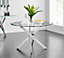 Novara 120cm 4 6 Seater Round Glass Dining Table with Silver Chrome Metal Angled Starburst Legs for Modern Dining Room