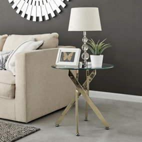 Novara Gold and Glass Round Side Table