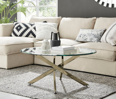 Round tempered glass on sale coffee table