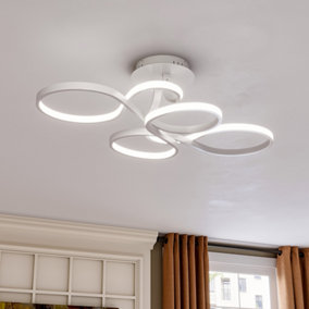 Novel Stylish Curved LED Ceiling Light with Round Canopy 70 cm Cool White