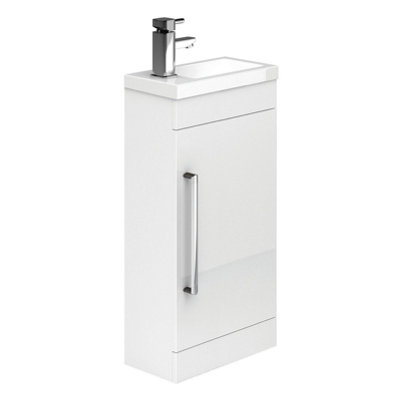 Novela 400mm Floorstanding Cloakroom Vanity Unit in White Gloss