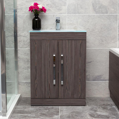 Dark deals wood vanity