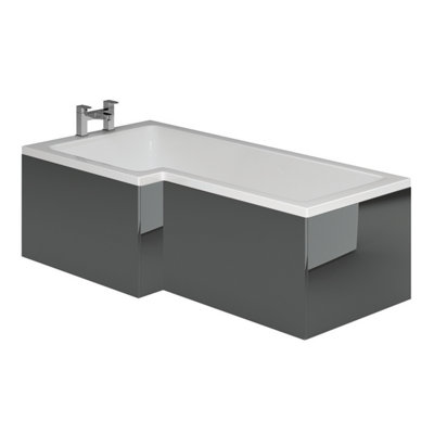 Novela Anthracite L-Shape Front Bath Panel - 1700mm | DIY at B&Q
