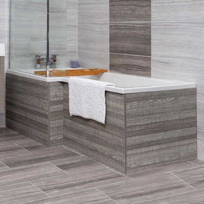 Novela Grey Wood L-Shape Front Bath Panel - 1700mm