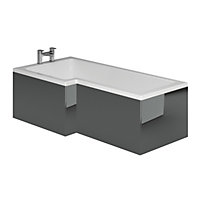 Novela Right Hand L-Shape Shower Bath - 1700x820mm with Anthracite Panel