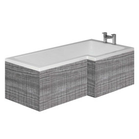 Novela Right Hand L-Shape Shower Bath - 1700x820mm with Grey Ash Panel