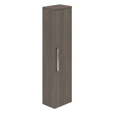 Novela Wall Mounted Bathroom Tall Storage Unit in Dark Wood