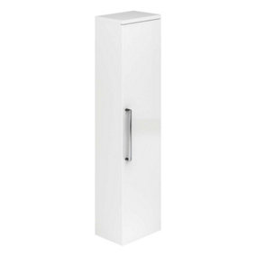 Novela Wall Mounted Bathroom Tall Storage Unit in Gloss White