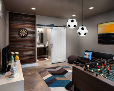Novelty Football Ceiling Pendant Light Black and White Shade M0055