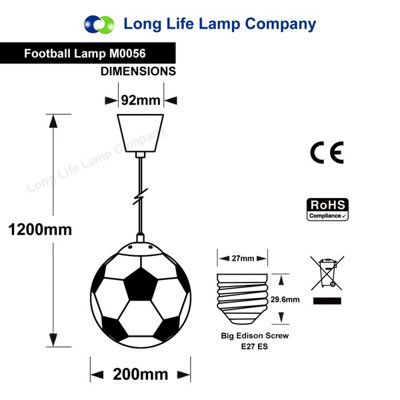 Novelty Football Ceiling Pendant Light Blue and White Shade M0056