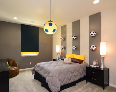 Novelty Football Ceiling Pendant Light Blue and White Shade M0056