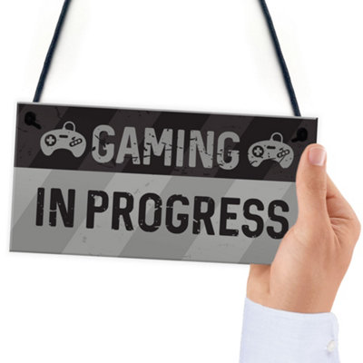 Novelty Gaming In Progress Sign For Boys Bedroom Man Cave Gamer Gift ...