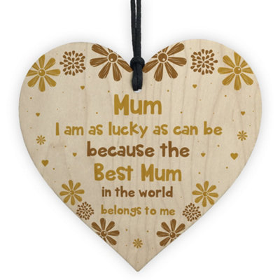 Novelty Gift For Mum Birthday Wooden Heart Thank You Gift For Her