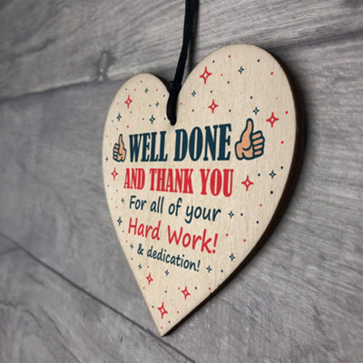Novelty Gift For Teacher Nurse Carer Volunteer Wooden Heart Thank You ...