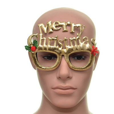 Novelty Glitter Gold Merry Christmas Glasses Christmas Party Props