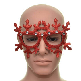 Novelty Glitter Red Snowflake Christmas Glasses Christmas Party Props Photo Booth Accessories Stocking Fillers