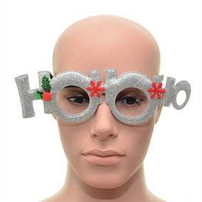 Novelty Glitter Silver Ho Ho Ho Christmas Glasses Christmas Party Props Photo Booth Accessories Stocking Fillers