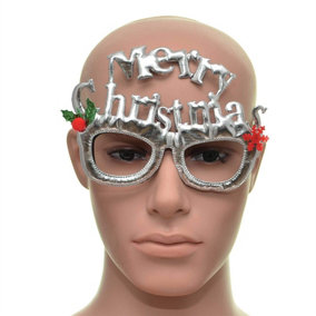 Novelty Glitter Silver Merry Christmas Christmas Glasses Christmas Party Props Photo Booth Accessories Stocking Fillers
