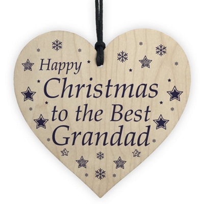 Novelty Grandad Christmas Gift Wood Heart Grandparent Gift From