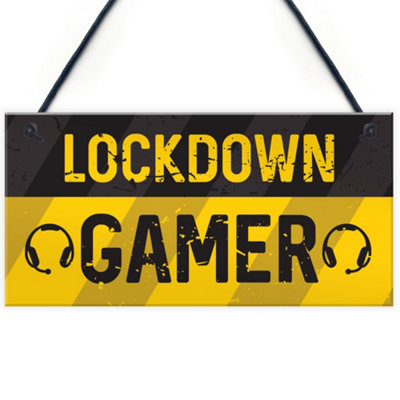 Novelty Lockdown Gamer Sign Boys Bedroom Sign Man Cave Lockdown Gamer ...