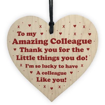 Novelty Thank You Gift For Colleague Wooden Heart Birthday Xmas Leaving ...