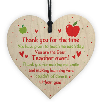 Novelty Thank You Gift For Teacher Teaching Assistant Wooden Heart Gift ...